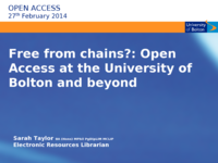 Free from chains? Open Access at the University of Bolton and beyond
