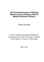 The central executive of working memory and its inhibitory rôle in mental arithmetic division