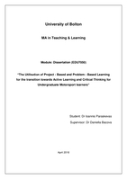 The utilisation of Project - Based and Problem - Based Learning for the transition towards Active Learning and Critical Thinking for Undergraduate Motorsport learners