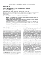 Moral development of first-year pharmacy students in the United Kingdom