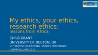 Attitudes to Research Ethics in Sub Saharan Africa; a phenomenographic based narrative inquiry