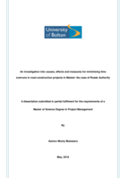 An investigation into causes, effects and measures for minimising time overruns in road construction projects in Malawi: the case of Roads Authority
