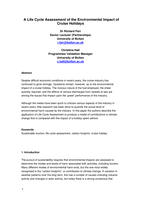 A Life Cycle Assessment of the Environmental Impact of Cruise Holidays