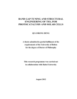 Band gap tuning and structural engineering of TIO₂ for photocatalysis and solar cells.