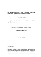 E-business adoption in supply chain as a source of competitive advantage: a case of WFP Malawi.
