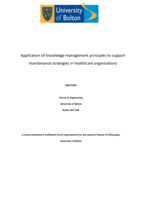 Application of knowledge management principles to support maintenance strategies in healthcare organisations