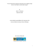 Trust and cultural factors impacting on information system compliance through the lens of Arab culture in a Saudi Arabian company
