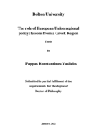 The role of European Union regional policy: lessons from a Greek Region