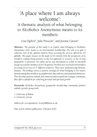 ‘A place where I am always welcome’: A thematic analysis of what belonging to Alcoholics Anonymous means to its members.