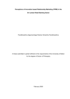 Perceptions of innovation based relationship marketing (PIRM) in the Sri Lankan retail banking sector