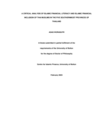 A critical analysis of Islamic financial literacy and Islamic financial inclusion of Thai Muslims in the five southernmost provinces of  Thailand