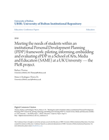 Meeting the needs of students within an institutional Personal Development Planning (PDP) framework: piloting, informing, embedding and evaluating ePDP in a School of Arts, Media and Education (SAME) at a UK University - the PIeR project