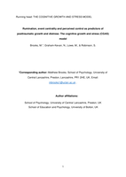 Rumination, centrality and control as predictors of post traumatic growth and distress: The cognitive growth and stress (CGAS) model.