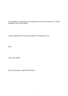 An investigation of approaches to the teaching and learning of English as a second language in early years settings.