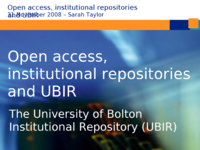 Open access, institutional repositories and UBIR