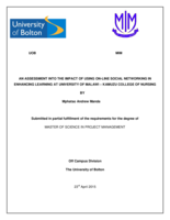 An assessment into the impact of using on-line social networking in enhancing learning at University of Malawi - Kamuzu College of Nursing