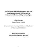 A critical review of compliance and call quality monitoring in Phonetic’s insurance tele-marketing campaigns