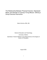 The relationship between physical exercise, depressed mood, and strength of craving in drug misuse. Utilizing a group exercise intervention.