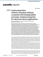 Facile preparation of flame-retardant cellulose composite with biodegradable and water resistant properties for electronic device applications