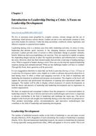 Introduction to leadership during a crisis