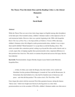 The Theory Wars Revisited: Rose and the Reading Critics vs. the Liberal Humanists