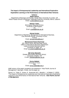 The impact of entrepreneurial leadership and international explorative-exploitative learning on the performance of international new ventures