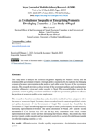 An evaluation of inequality of enterprising women in developing countries: a case study of Nepal