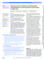 Effectiveness and cost effectiveness of pharmacological thromboprophylaxis for medical inpatients: decision analysis modelling study