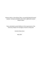 Research ethics in Sub-Saharan Africa: uncovering graduate business students’ attitudes and beliefs which inform approaches toward research ethics
