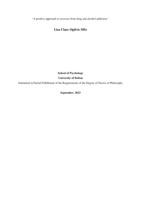 A positive approach to recovery from drug and alcohol addiction