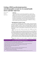 Getting a PhD by professional practice: autoethnographic accounts by two mental health nurses and their supervisor