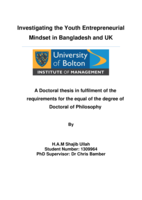 Investigating the youth entrepreneurial mindset in Bangladesh and UK