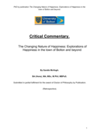 The Changing Nature of Happiness. Explorations of Happiness in the town of Bolton and beyond