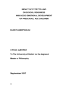Impact of storytelling on school readiness and socio emotional development of preschool age children