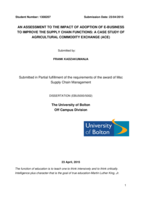 An assessment to the impact of adoption of E-business to improve the supply chain functions :A case study of Agricultural Commodity Exchange (ACE)