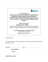 A qualitative study on the barriers to adoption of E-business by international non-governmental organizations in their operations and ways to overcome them - the case of Save the Children International in Malawi.