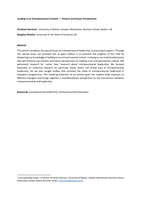 Leading in an entrepreneurial context — present and future perspectives